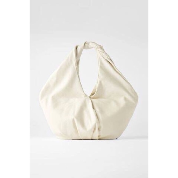 Zara Soft Leather Oval Twisted Shopper Bag NWT - Picture 2 of 10